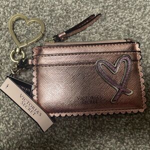 Victoria's Secret Metallic Pink Card Holder with Heart Charm